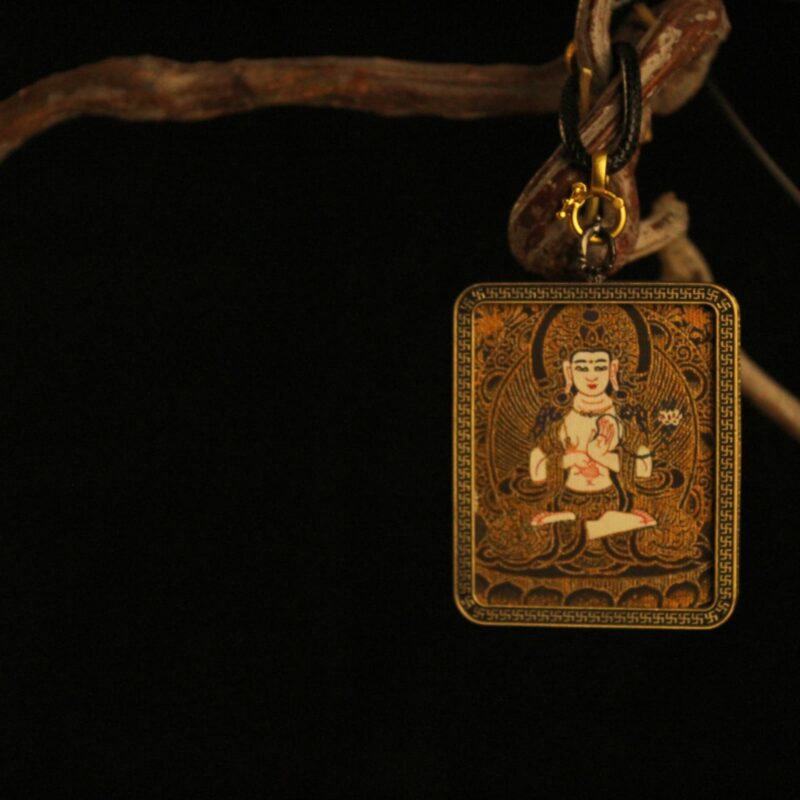 Handcrafted Crowned Deity Thangka Pendant Necklace