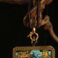 Handcrafted Guardian Warrior Thangka Pendant Necklace – Traditional Buddhist Figurative Art with Attendant Figures, Ideal for Collection & Decoration - Image 2