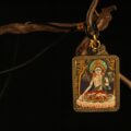 Handcrafted Lotus-Seated Deity Thangka Pendant Necklace – Traditional Tibetan Buddhist Art Piece, Ideal for Collection & Decoration