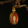 The "Compassionate Heart": Chenrezig Round Necklace | Love & Kindness (Red Background) - Image 4