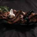 The "Mystic Spud" Guardian: Raw Clear Quartz Clay Stand with Little Black Cat Charm - Image 2