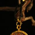 The "Empowered Tara": Green Tara Round Necklace | Courage & Vitality (Red Background) - Image 3