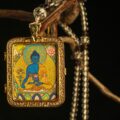 The "Supreme Healer": Medicine Buddha Thangka Locket | Health & Wellness Amulet (Lapis Lazuli Blue) - Image 2